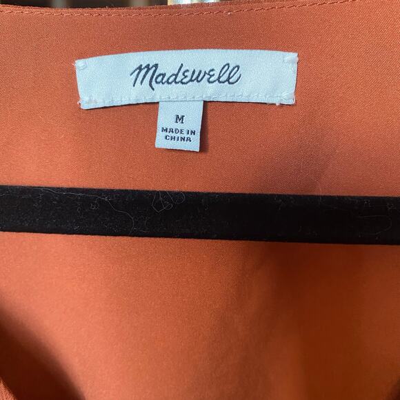 Madewell Smocked Waist Mini Dress in Inkspot Dots Orange Womens Size Medium - Picture 9 of 9